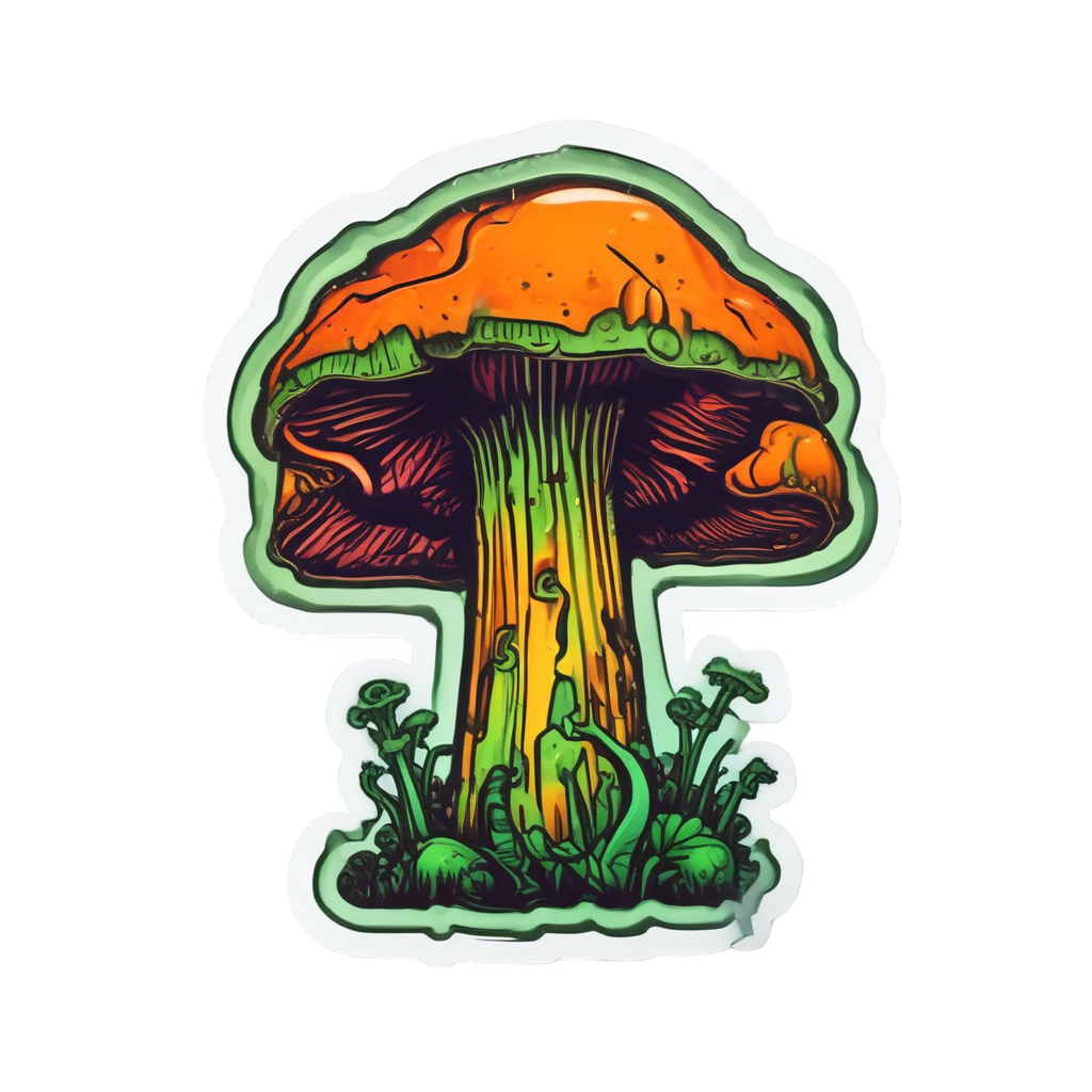 Neon Biohazard Glowing Mushroom — radioactive stickers