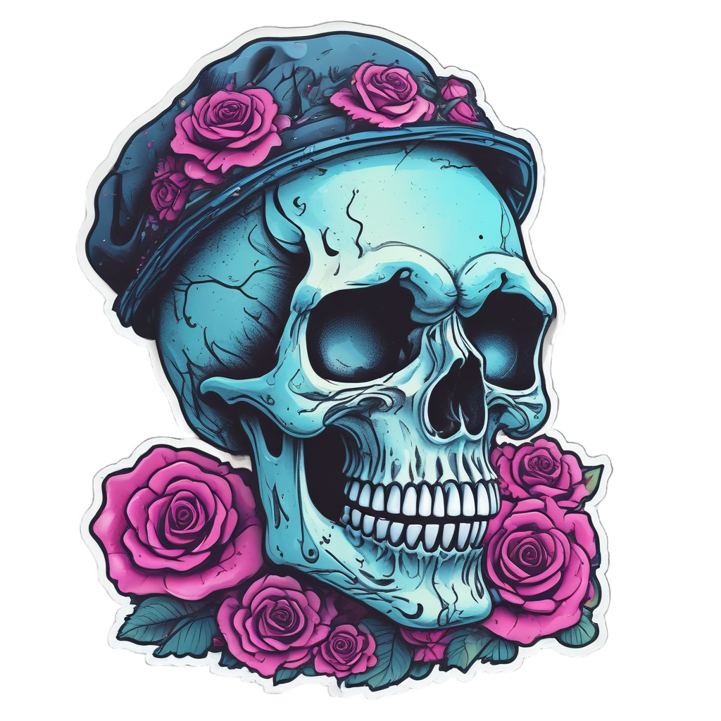 Neon Bloom Skull Serenade — music stickers