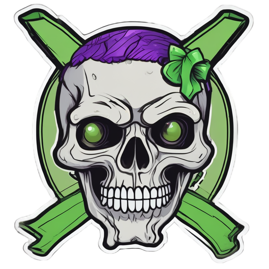 Neon Bow Punk Skull — cute skull stickers