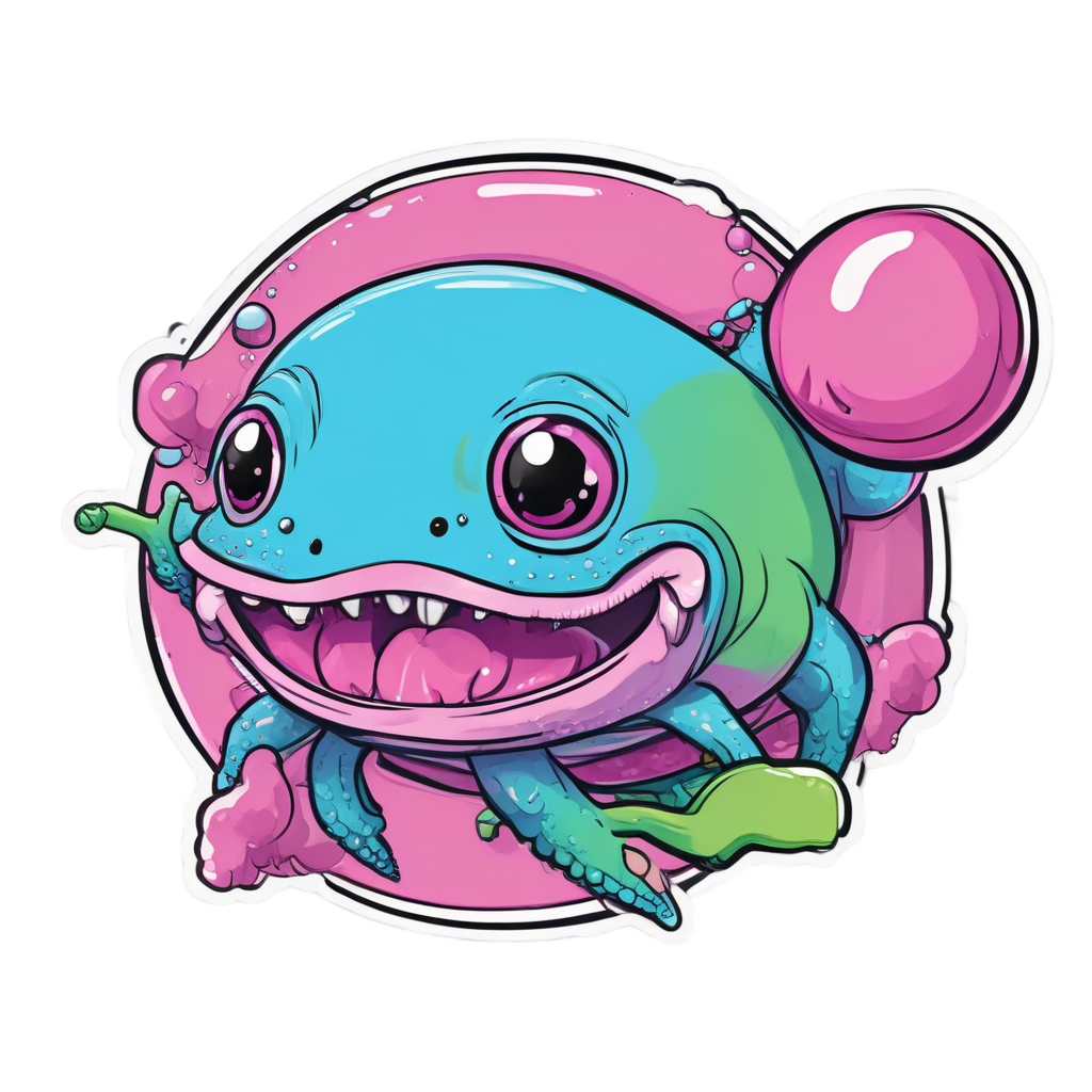 Neon Bubble Axolotl — wildlife stickers