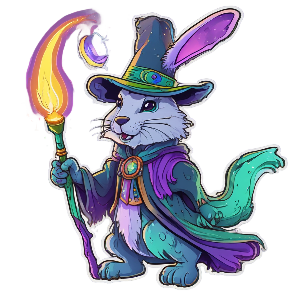 Neon Bunny Wizard — farm nursery stickers