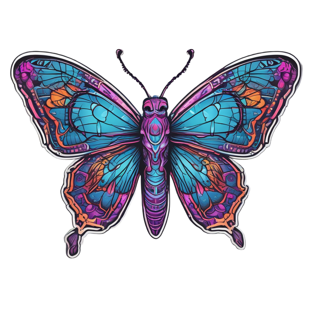 Neon Calavera Moth — sugar skull stickers
