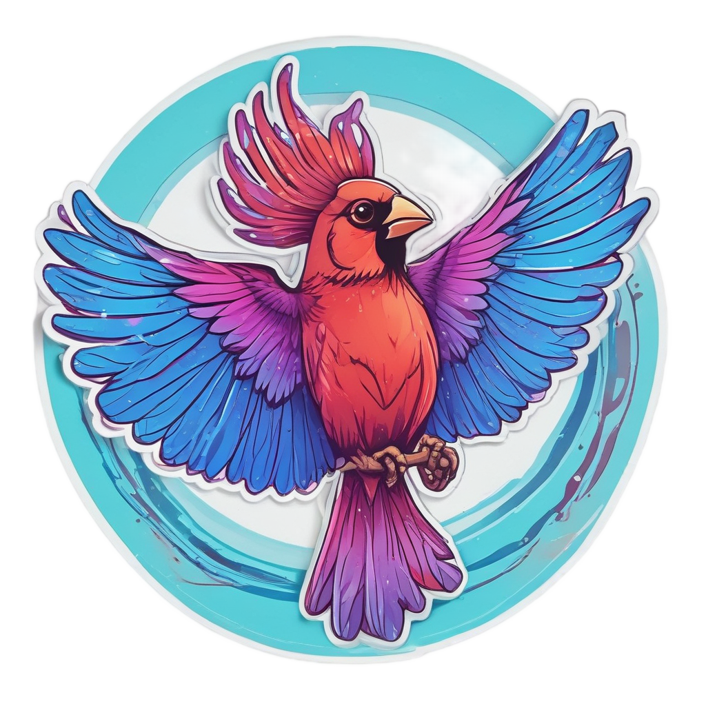 Neon Cardinal Ascending — birds stickers