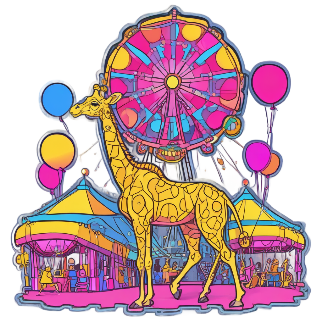 Neon Carnival Barker — safari nursery stickers