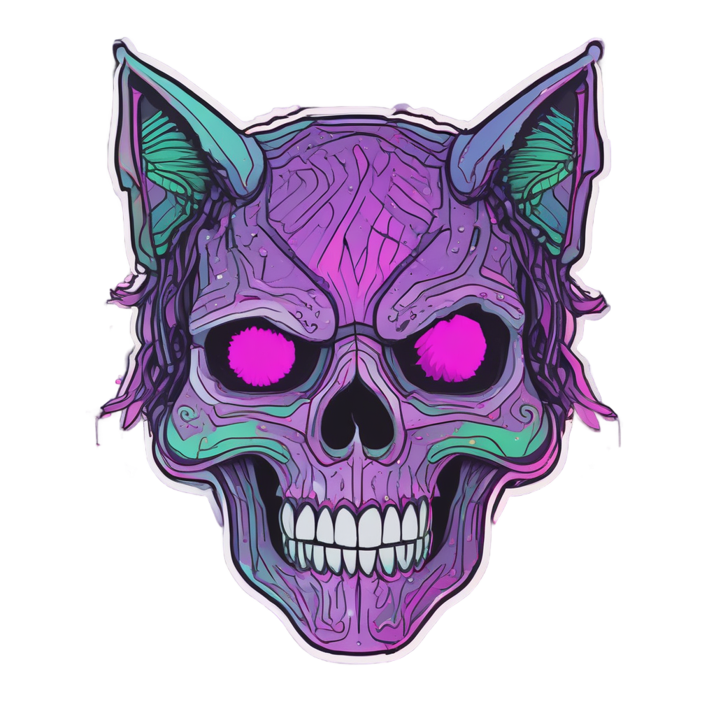 Neon Cat Skull — cat stickers