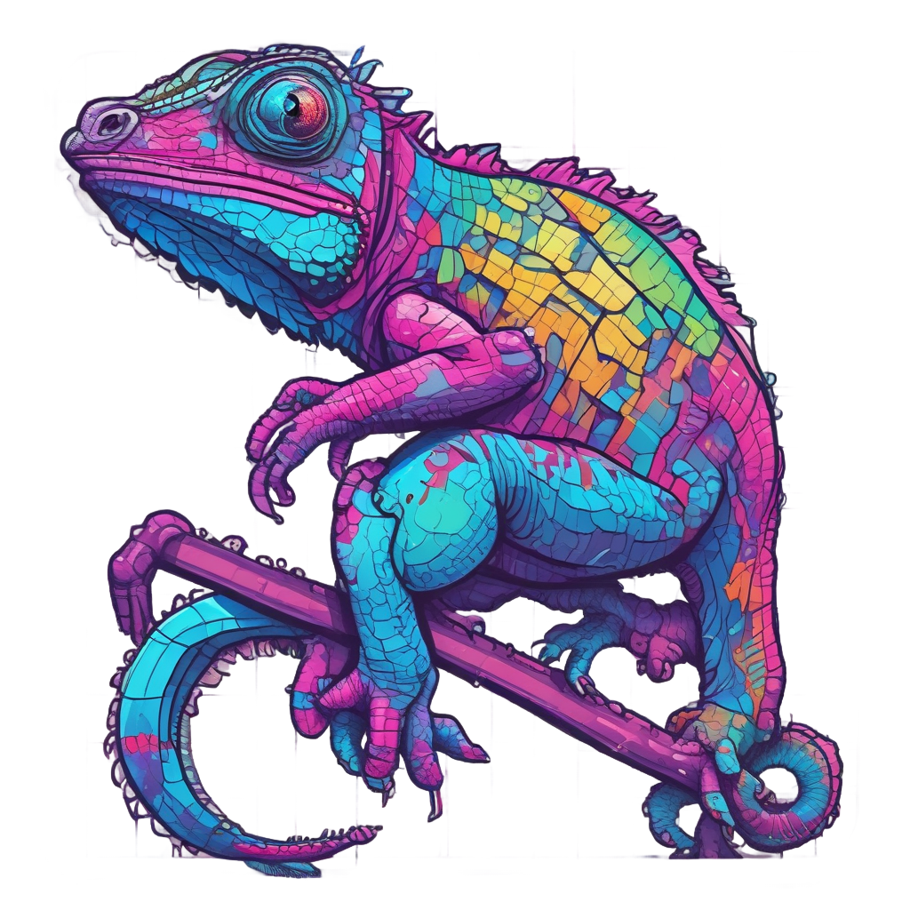 Neon Chameleon Pixel Glitch — reptiles stickers