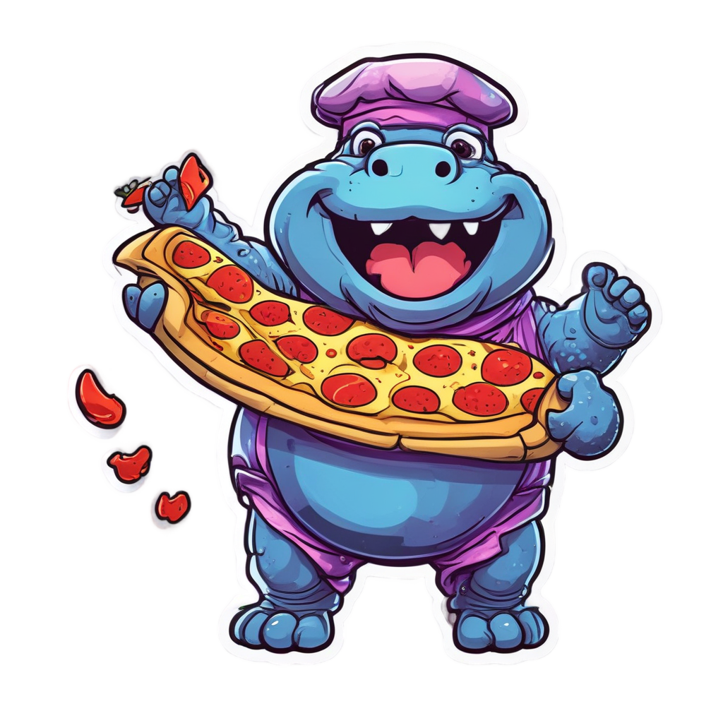 Neon Chef Hippo — safari nursery stickers