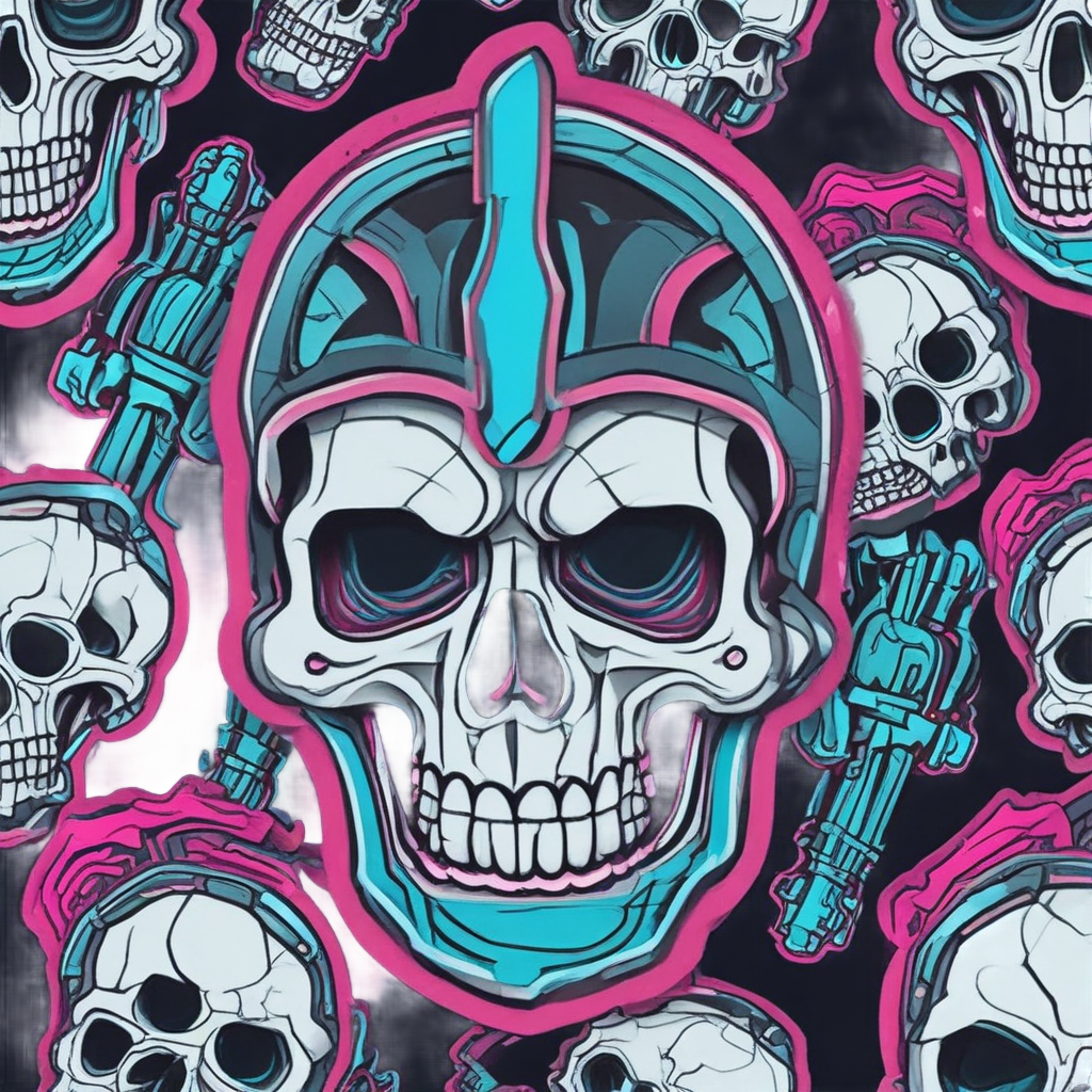 Neon Chrome Skull — biker & chrome skull stickers