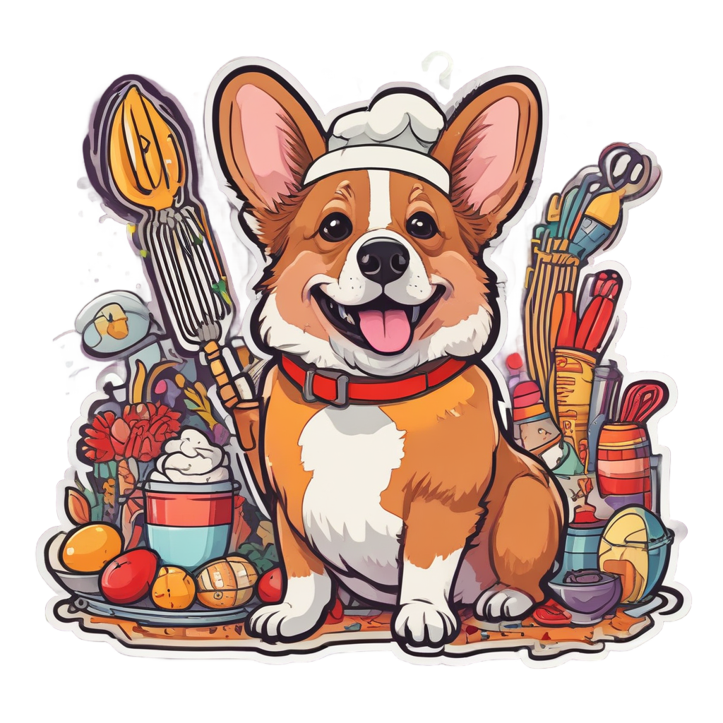 Neon Corgi Chef — dogs stickers