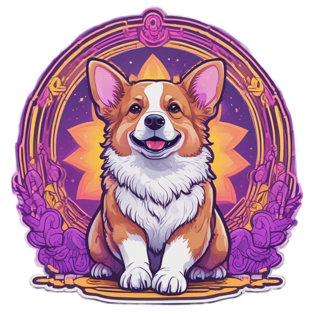 Neon Corgi Yoga Master — dogs stickers