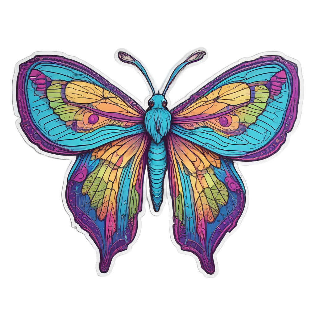 Neon Cyber Moth — insects stickers