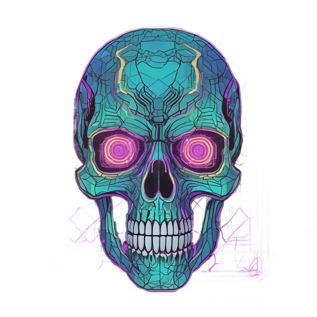 Neon Cyberskull — minimal skull stickers