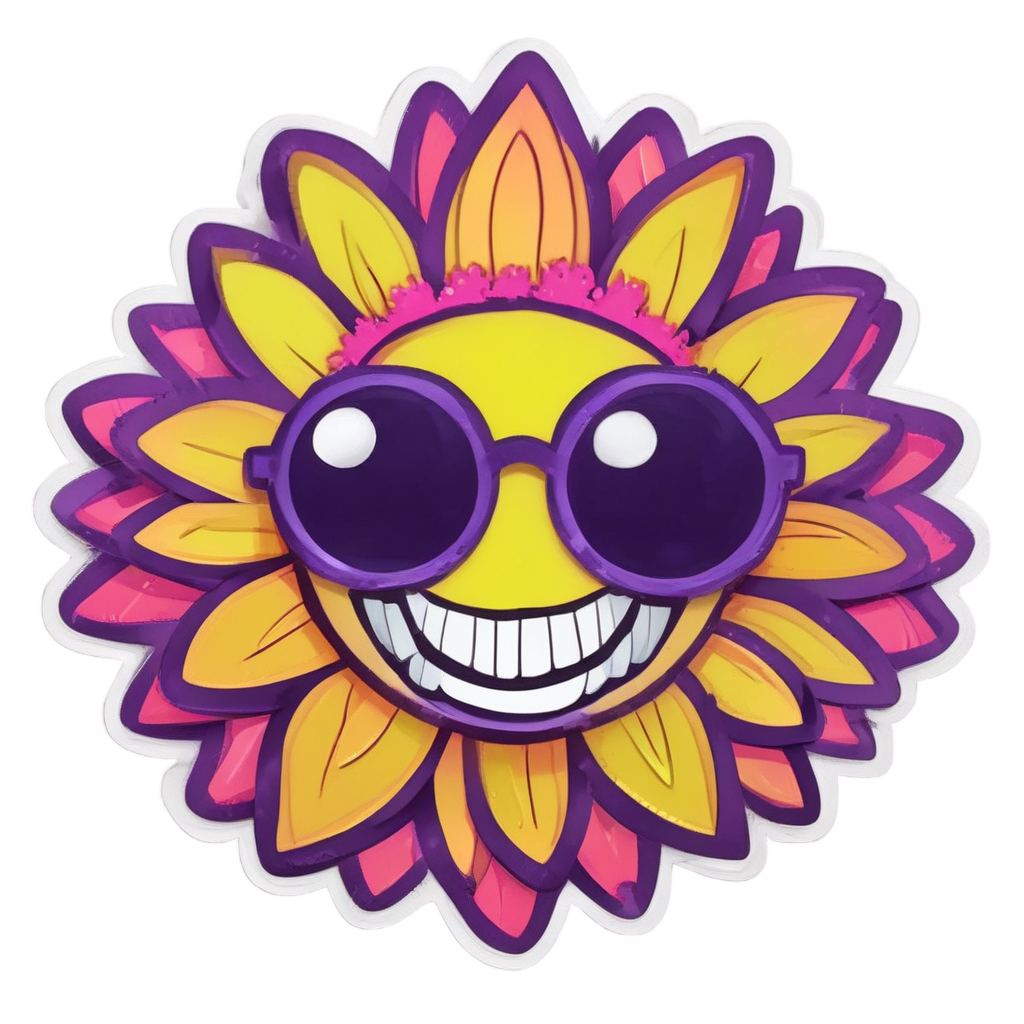 Neon Daisy Groove — groovy y2k stickers