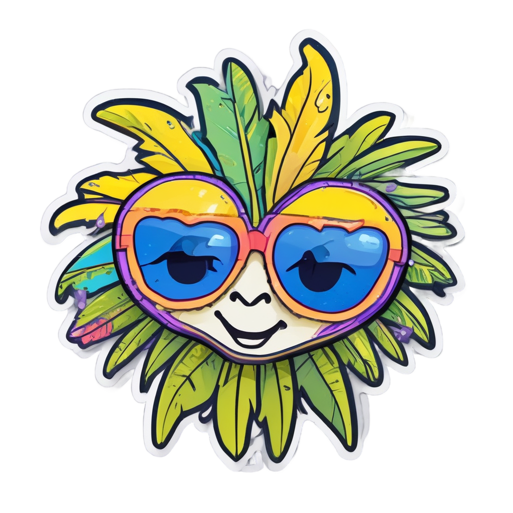 Neon Daisy with Sunglasses — pressed flowers stickers