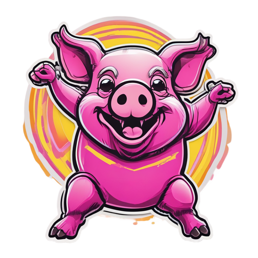 Neon Dancer Pig — farm animals stickers