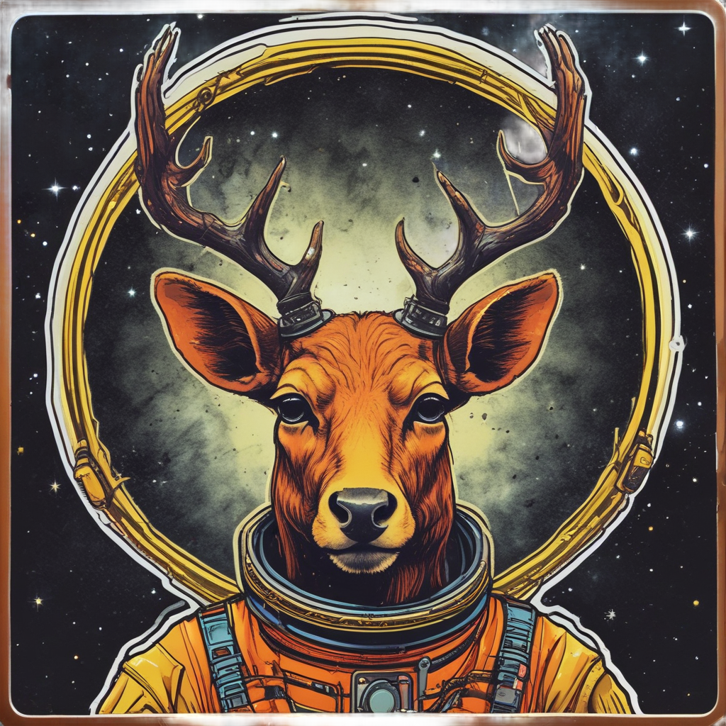 Neon Deer Astronaut — wildlife stickers