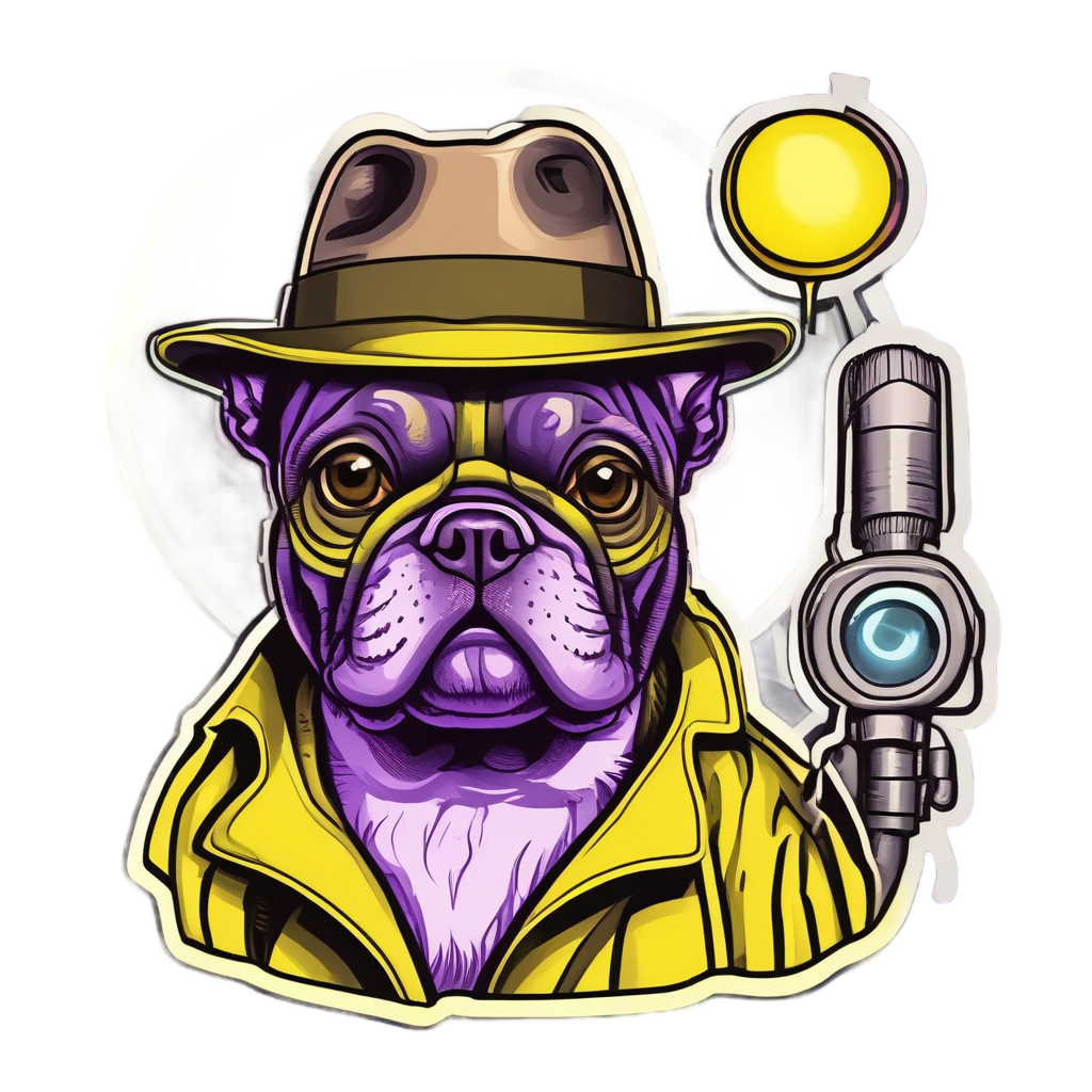 Neon Detective Frenchie — dogs stickers