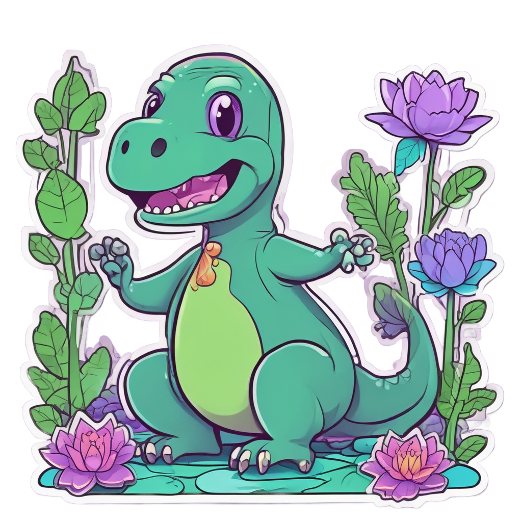 Neon Dino Yoga — dinosaurs stickers
