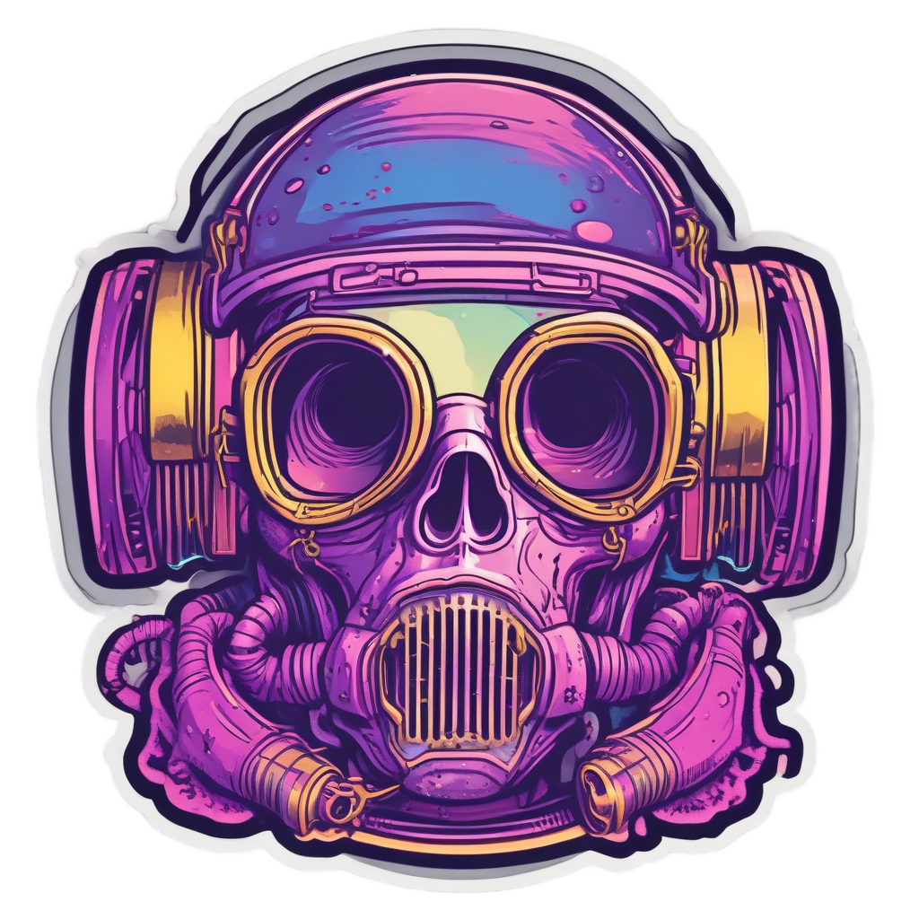 Neon Diver Skull — neon cyber skull stickers