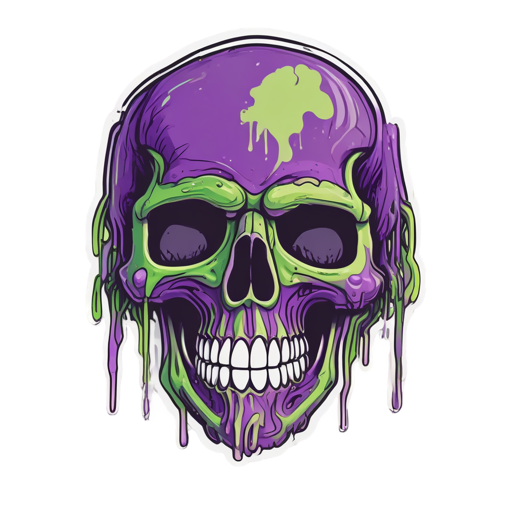 Neon Drip Skull — neon cyber skull stickers