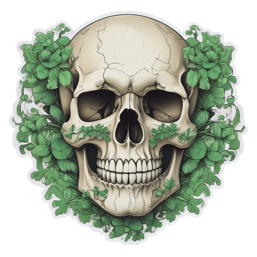 Neon Floral Bow Skull — floral skull stickers
