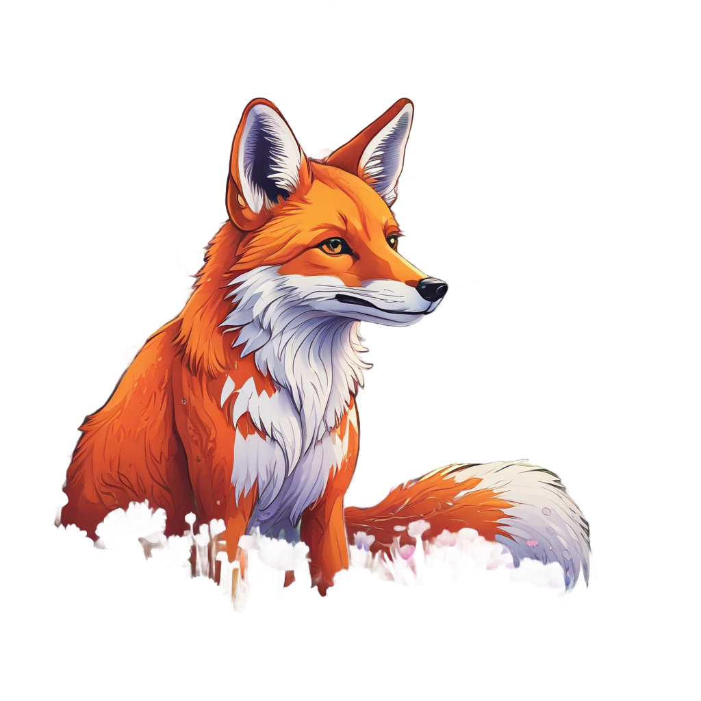 Neon Fox in Flowers — cottage scenes stickers