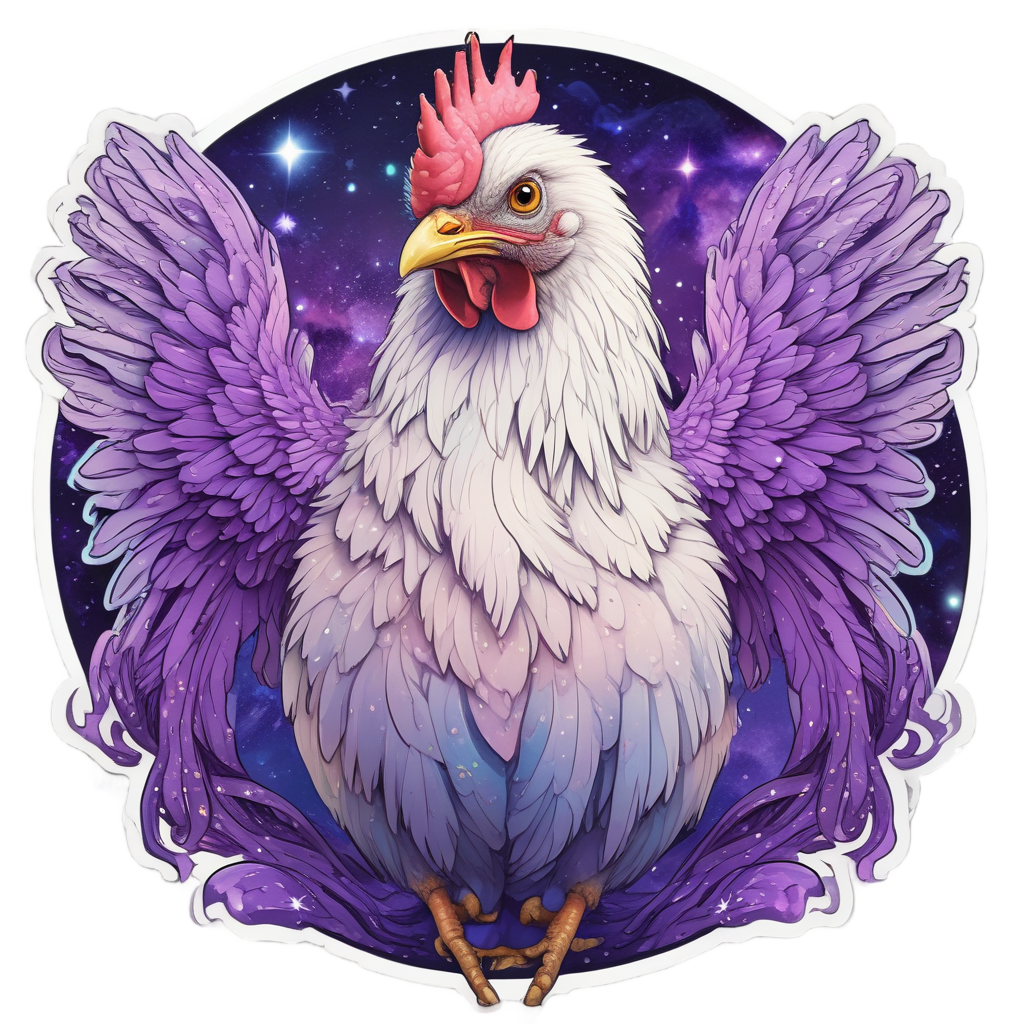 Neon Galaxy Hen — farm animals stickers