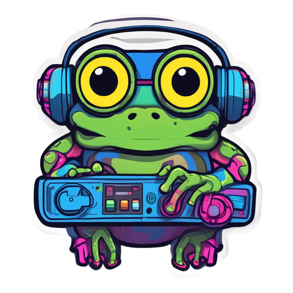 Neon Gamer Frog — reptiles stickers
