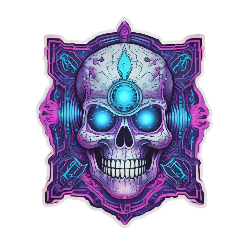 Neon Gaze Awakens — mystical skull stickers