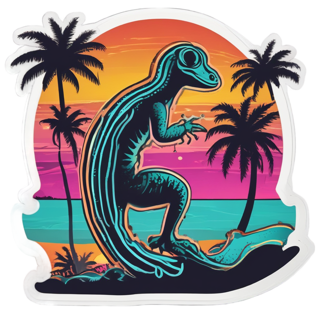 Neon Gecko Surfer — reptiles stickers
