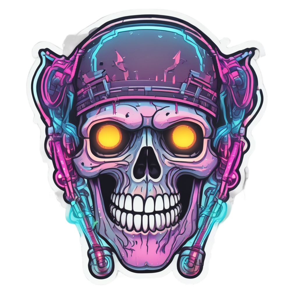 Neon Glow Skull — skull & crossbones stickers