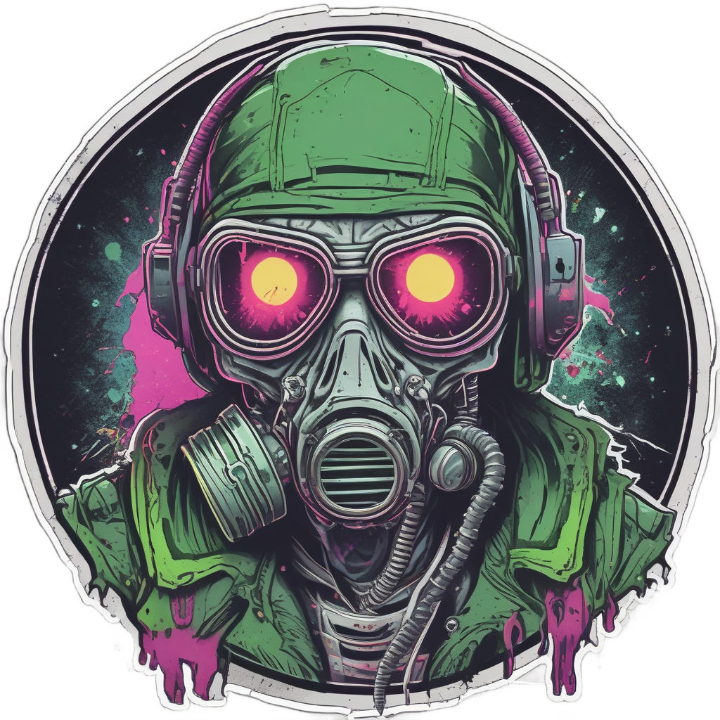 Neon Grunge Reaper — gas mask stickers