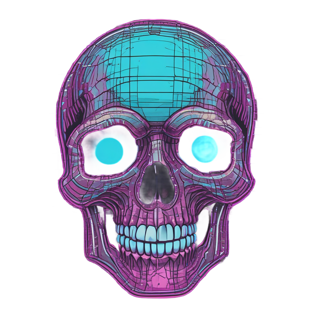 Neon Handprint Skull — war-paint skull stickers