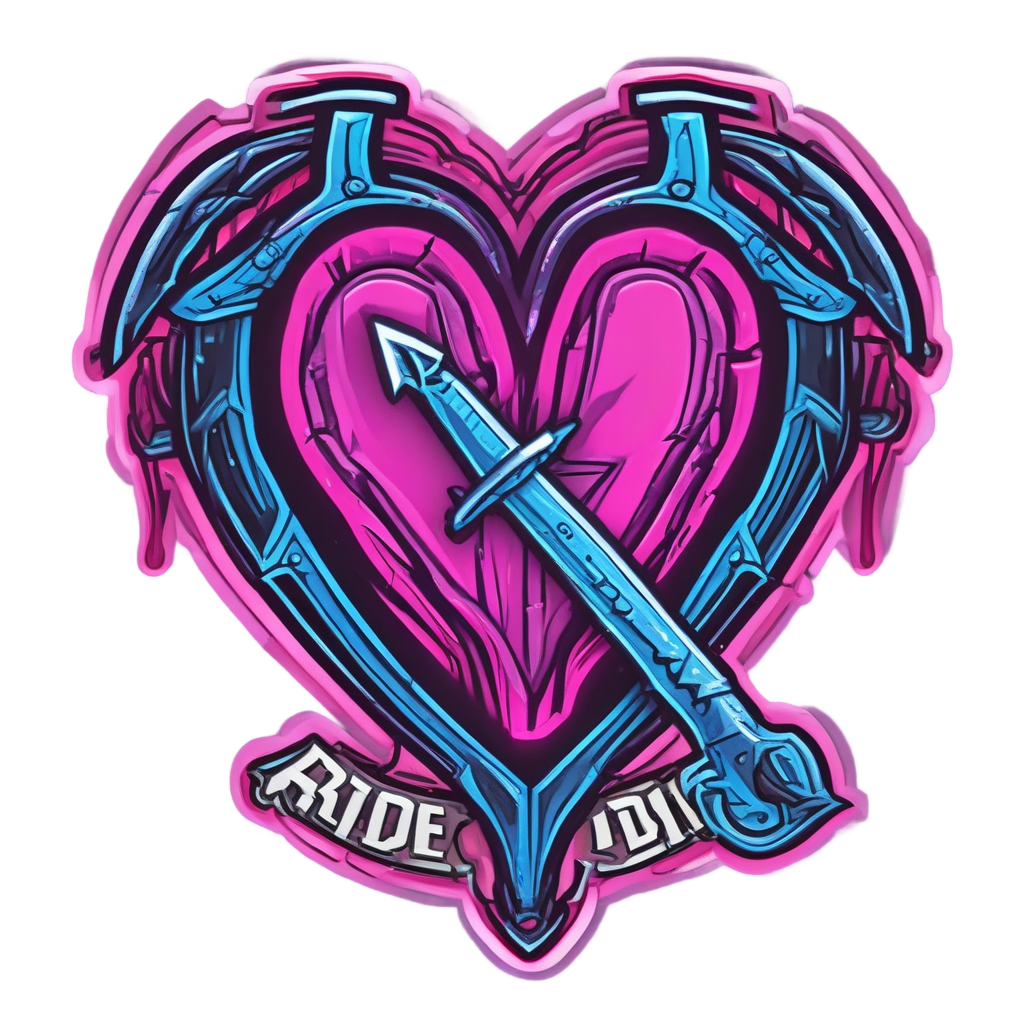 Neon Heart Dagger Banner — open road stickers