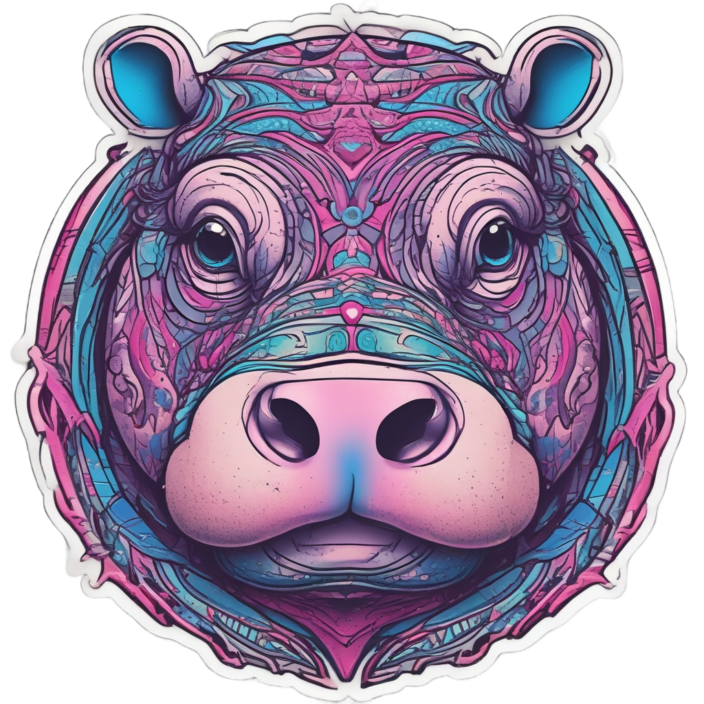 Neon Heart Hippo — safari nursery stickers