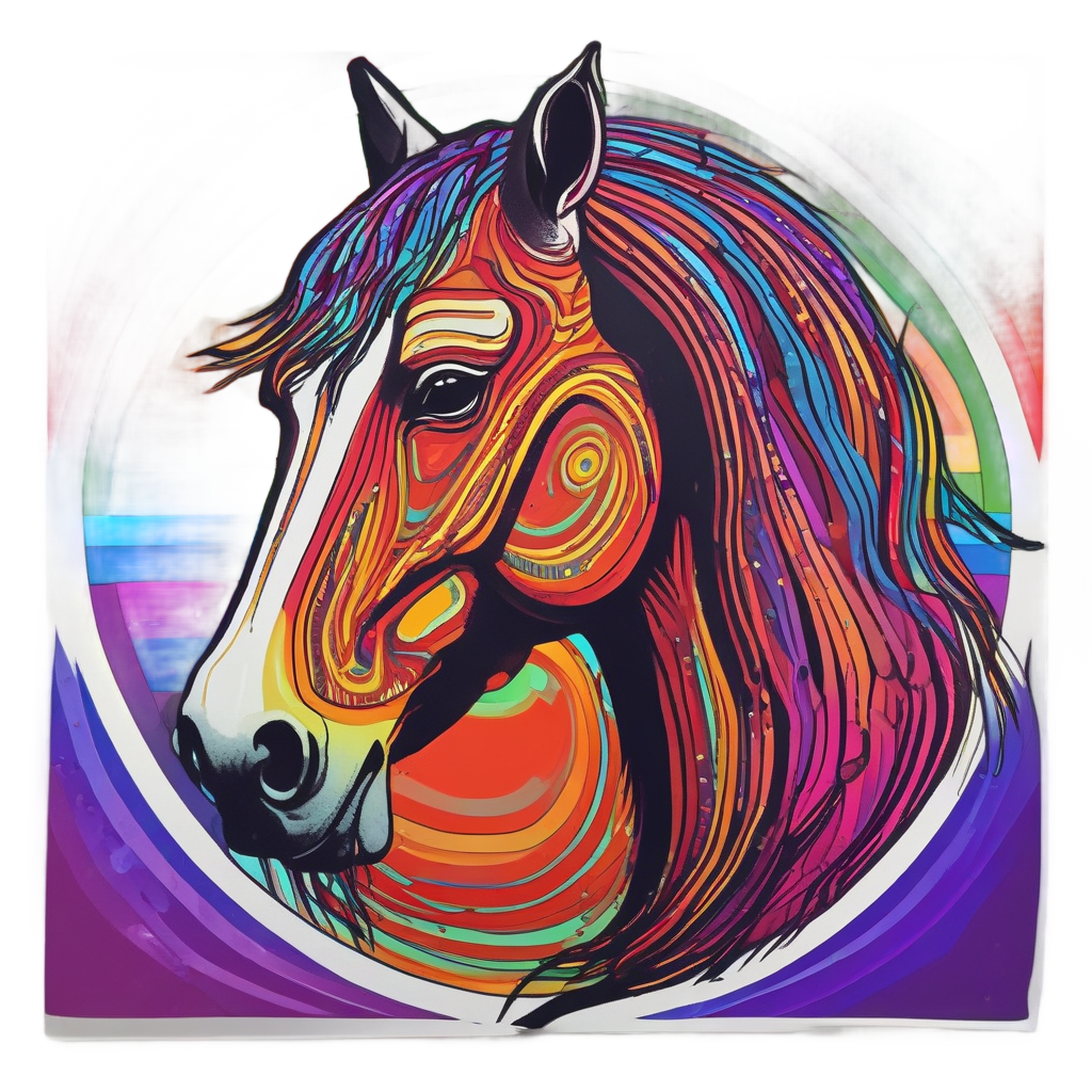 Neon Horse Head Silhouette — farm animals stickers