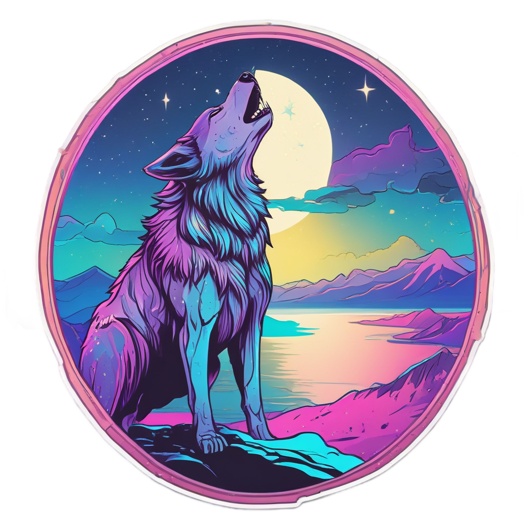 Neon Howling Alpha — wildlife stickers