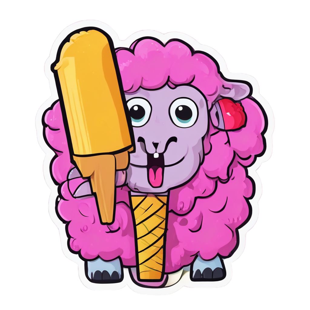 Neon Ice Cream Sheep — farm animals stickers
