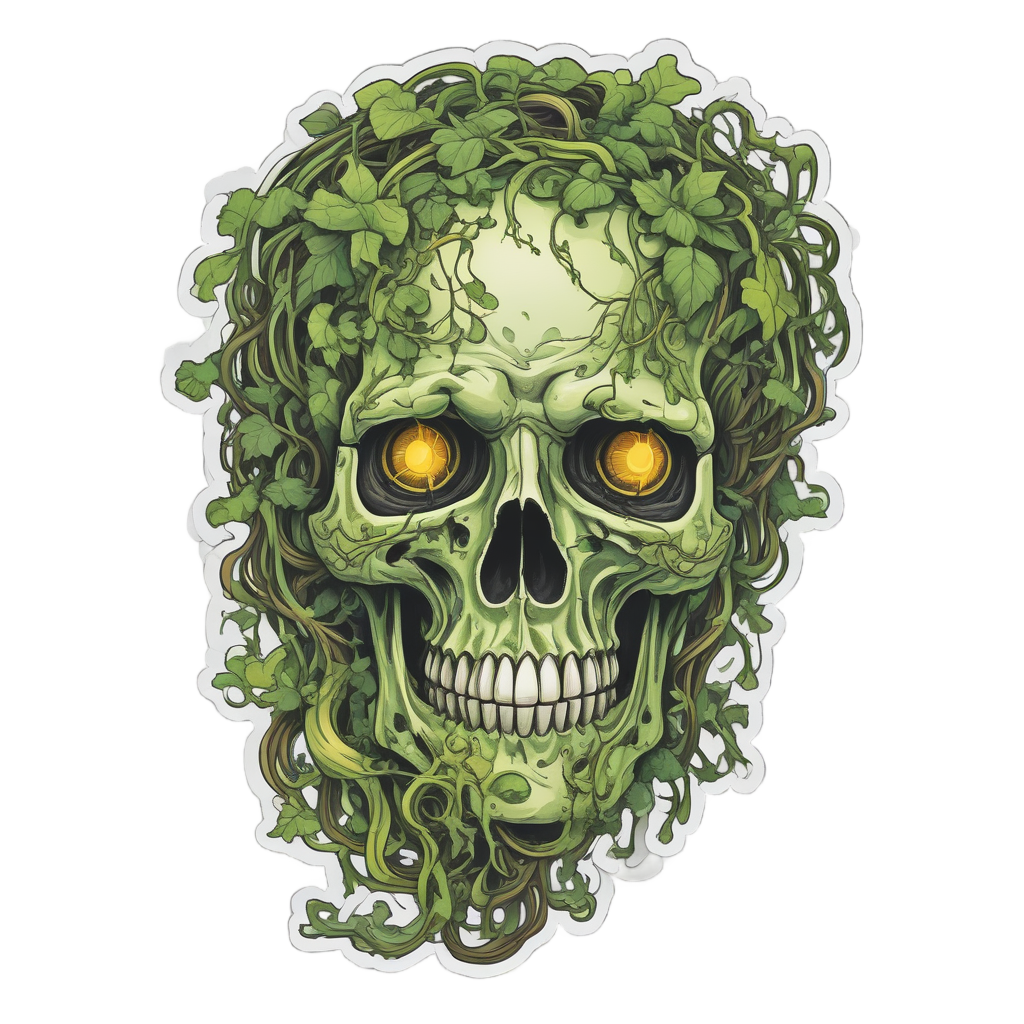 Neon Ivy Undead — line-art skull stickers