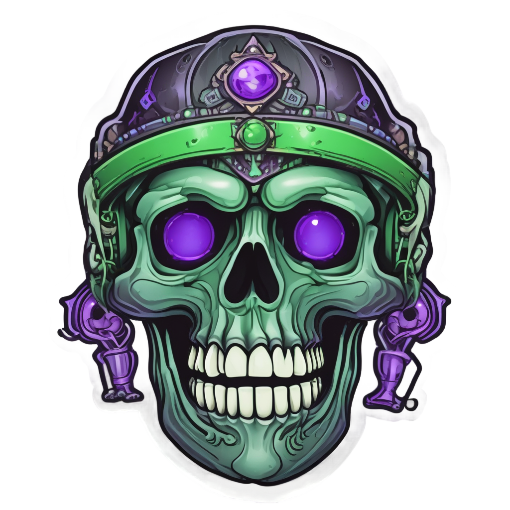 Neon Jester Crystal Skull — spooky stickers