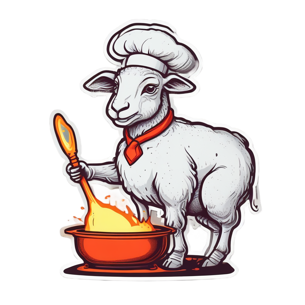 Neon Lamb Chef — food & drink stickers