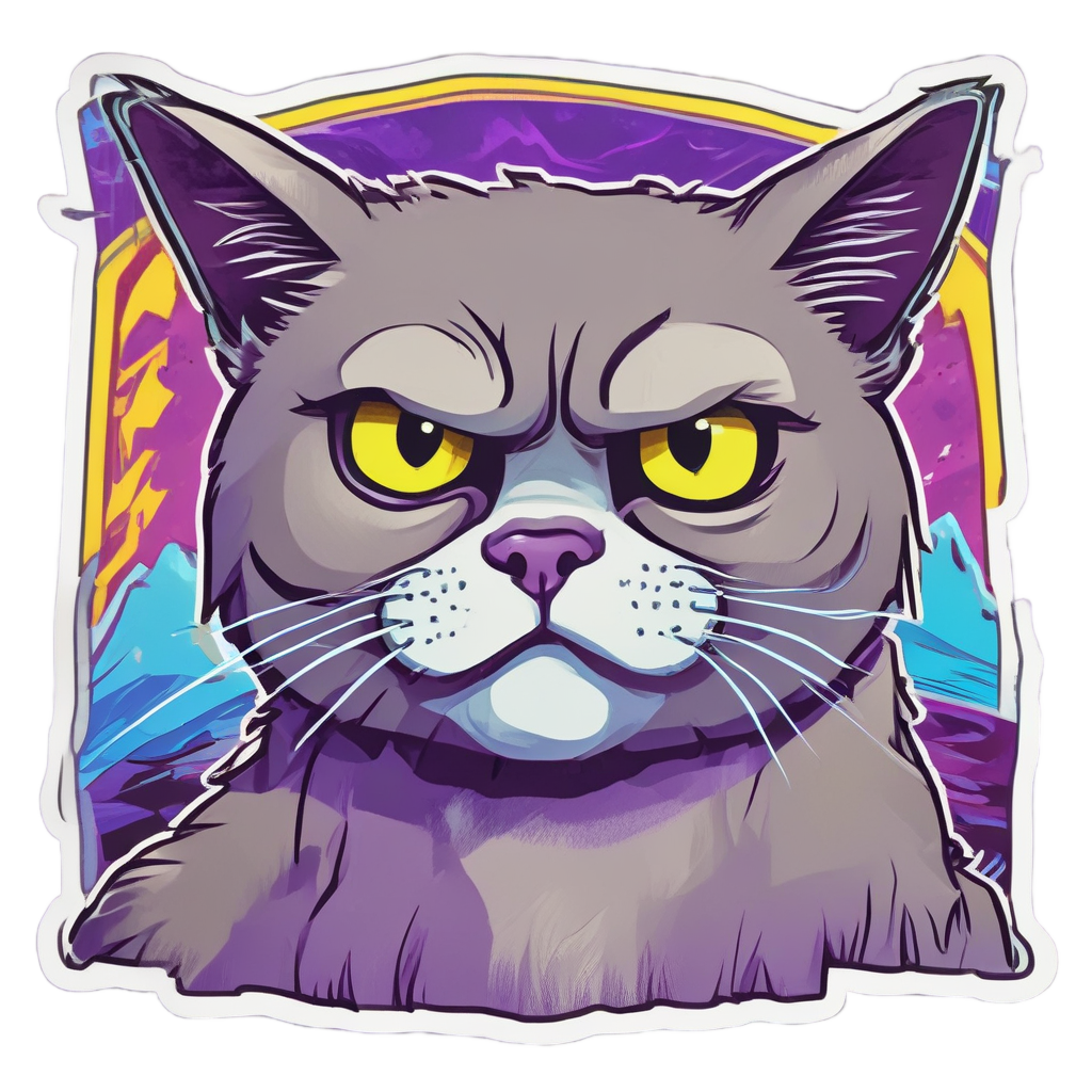 Neon Lightning Strike Grump — cats stickers