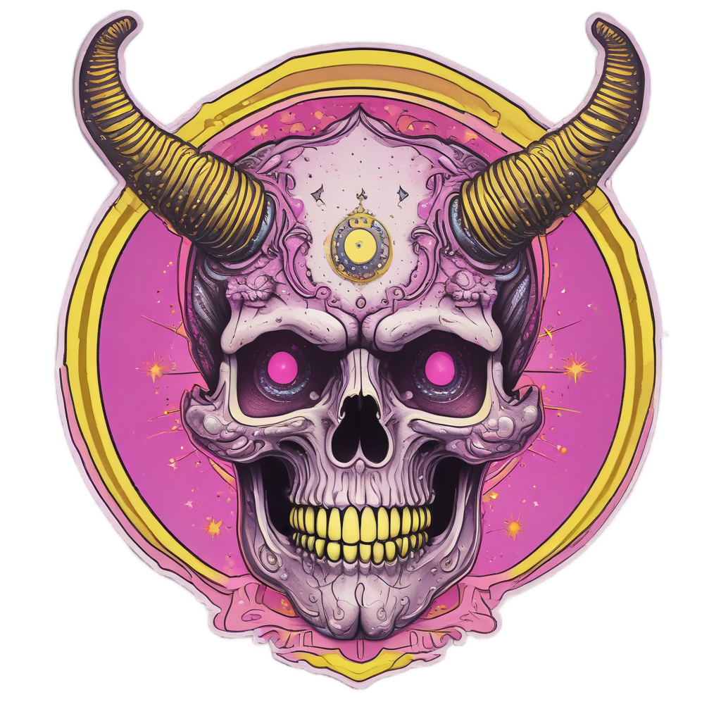 Neon Moon Horns — mystical skull stickers