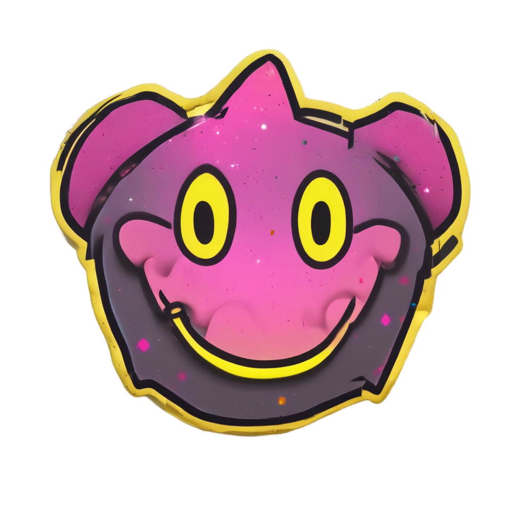 A star-shaped computer mouse cursor with a neon yellow and pink glow and sparkles