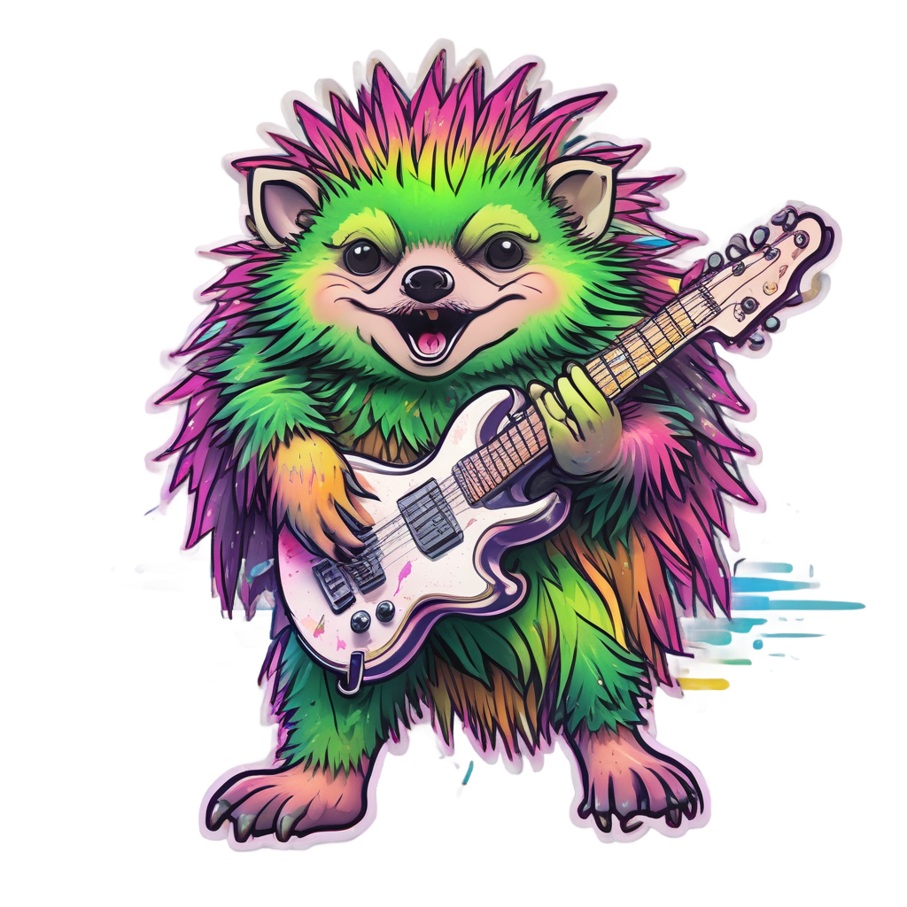 Neon Music Jam Hedgehog — woodland nursery stickers