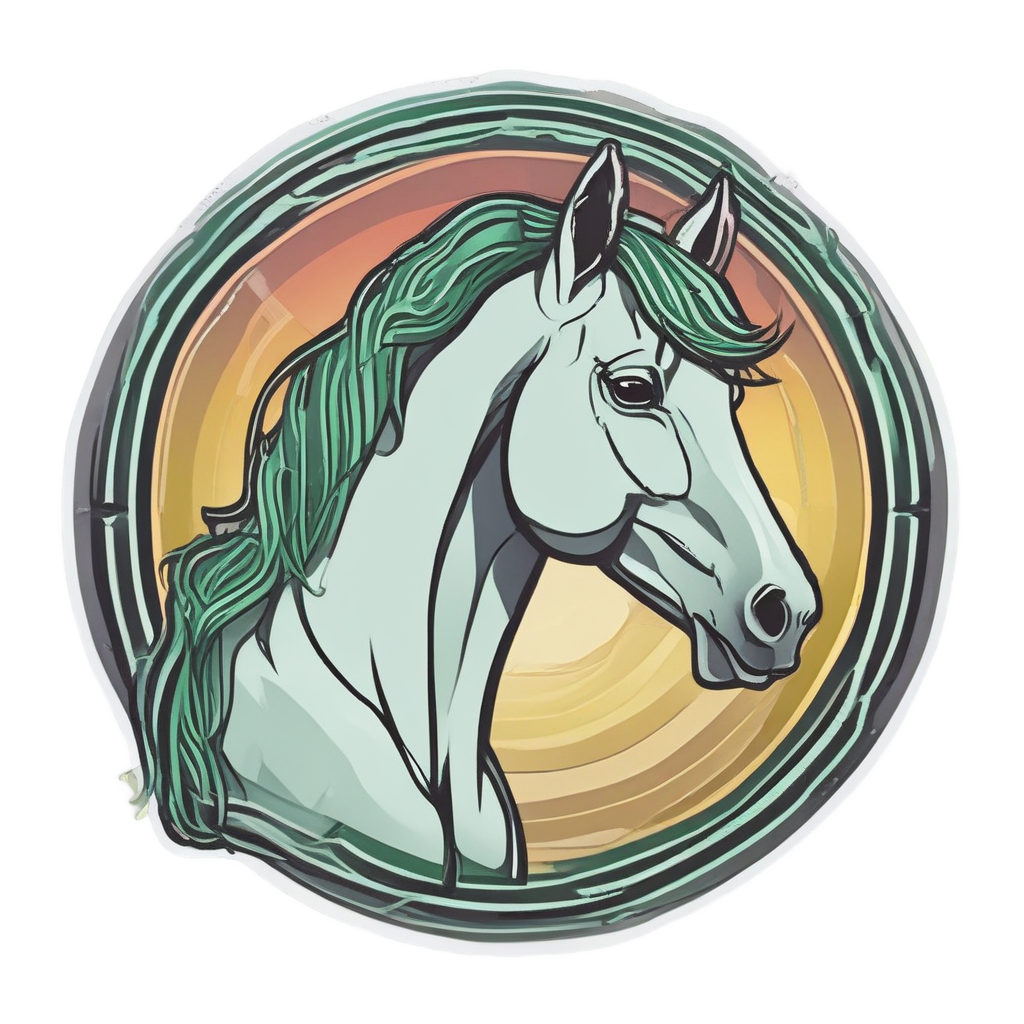 Neon Mustang Zen Circle — horses stickers
