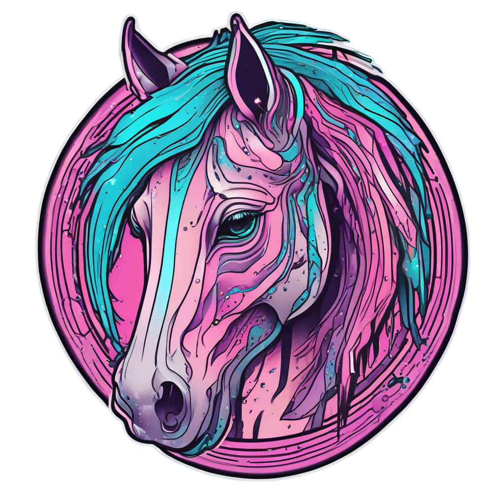 Neon Neon Horse Head — farm animals stickers