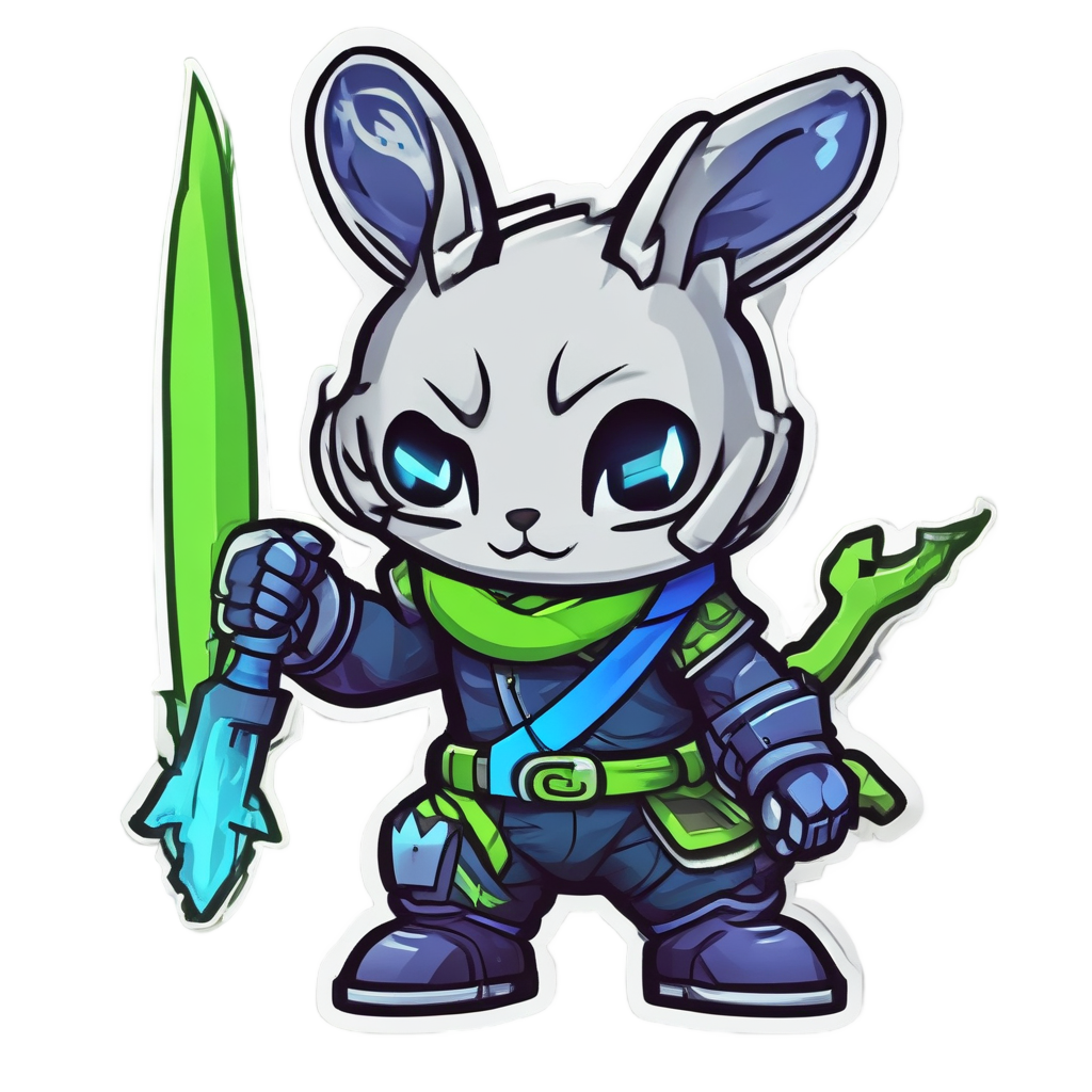 Neon Ninja Bunny — kawaii animals stickers