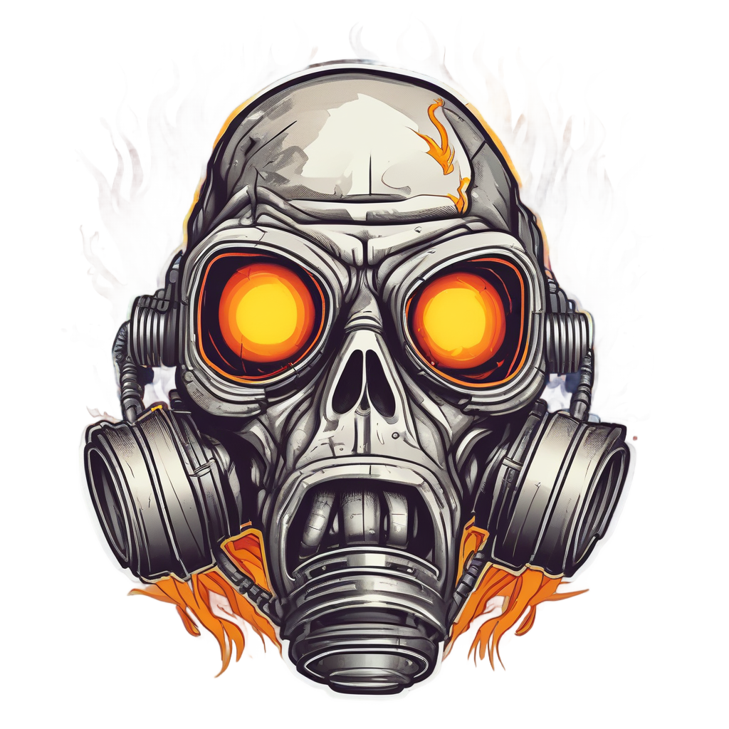 Neon Orange Wrath Skull — gas mask stickers