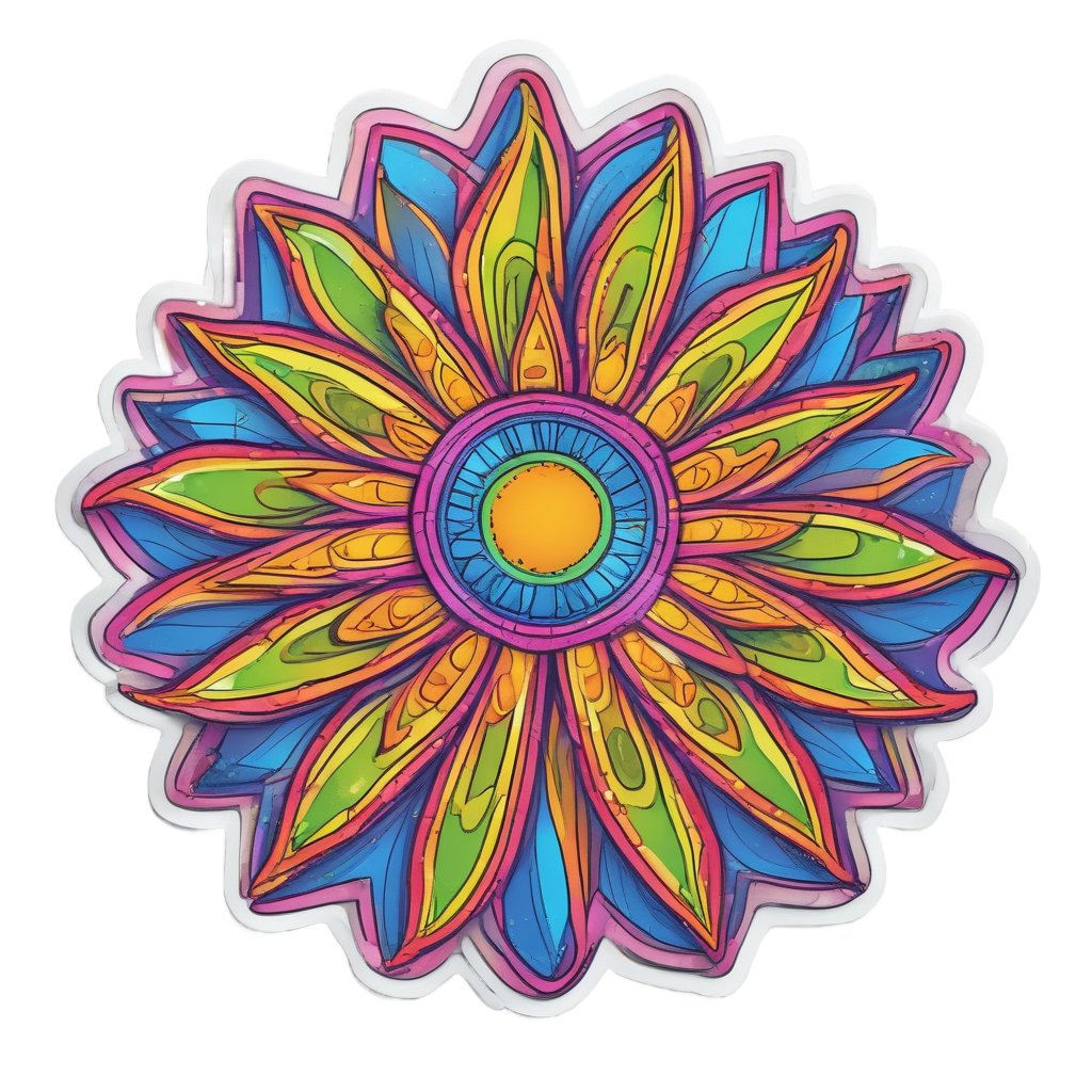 Neon Outburst Sunflower — retro & vintage stickers